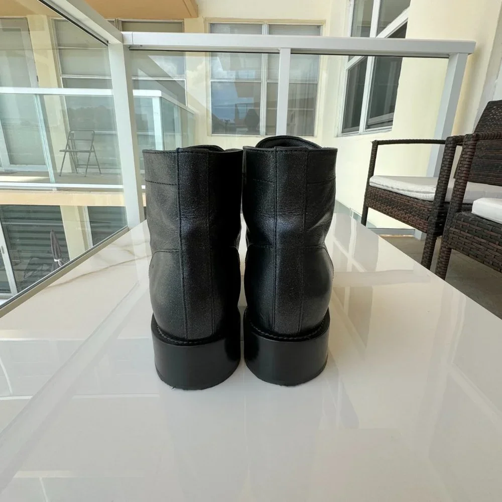 Chanel Combat Ankle Boots Black Size 38 Original Women - Picture 8 of 16